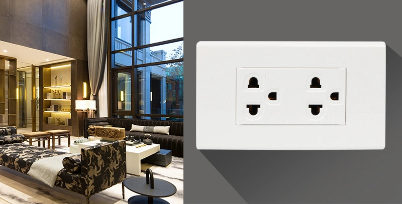 High Quality Thailand Wall Electrical Duplex 3 Pin Multi Switch Socket with Safety Shutter