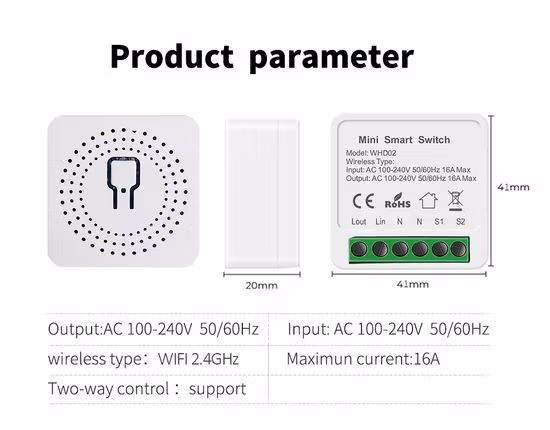 Minco Home Tuya WiFi Smart Switch Module Electrical Switch Circuit Breaker Mobile Phone APP Control