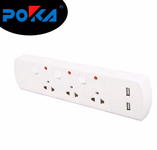 Tomada de extensão USB da Tailândia com interruptor individual e proteção contra sobrecarga